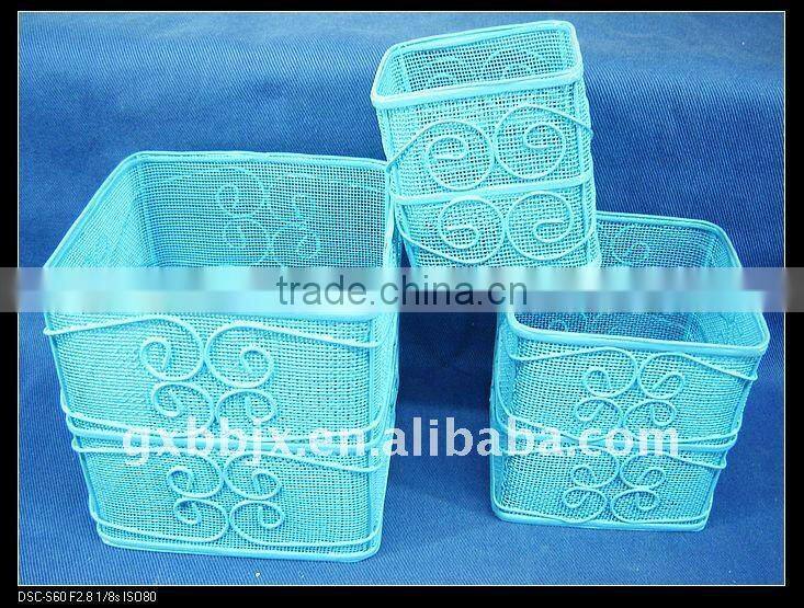 Square blue wire storage pen holder craft baskets