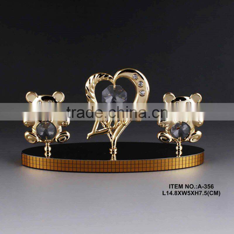 24K gold plated Crystal love bear for wedding gifts