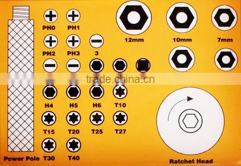 27pcs chrome vanadium steel professional sockets and bits set