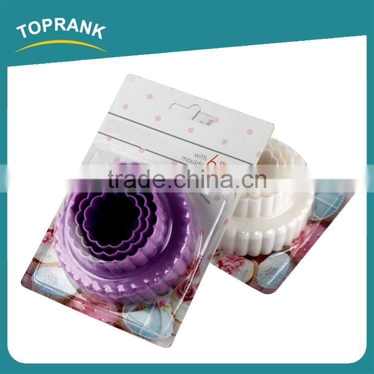 Toprank Custom Logo Printed Set Of 3 Flower Shaped Cookie Cutter Plastic Biscuit Cookie Cutter