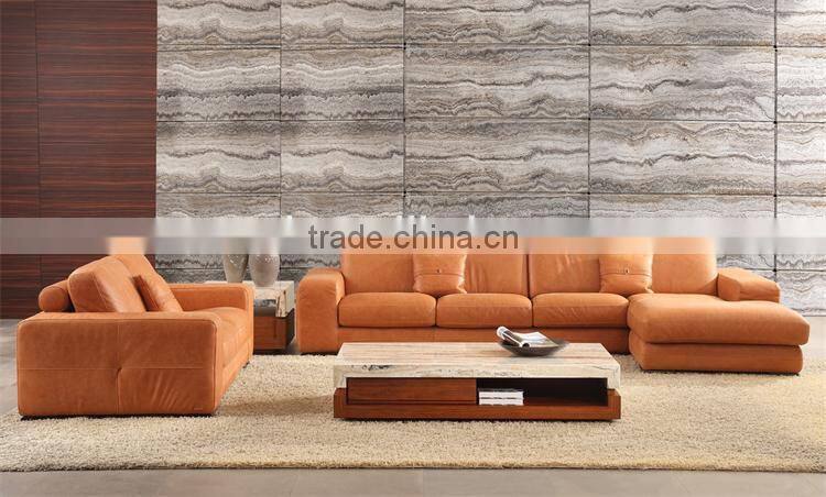modern luxury full grain leather living room sofa set