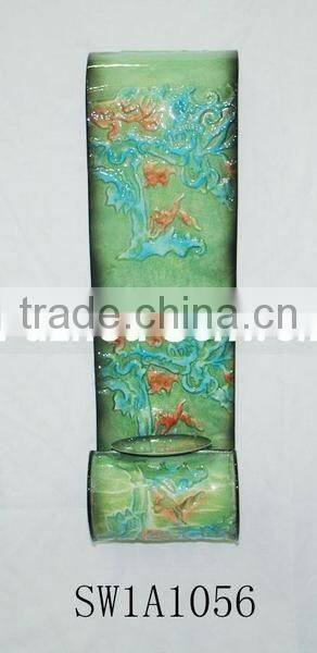 Floral embossed iron candle holder