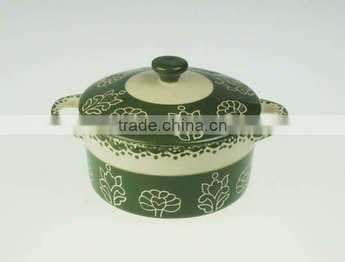 New design stoneware casserole handpainted flower