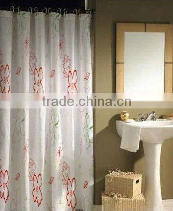 Print PEVA shower curtain and bath accessory