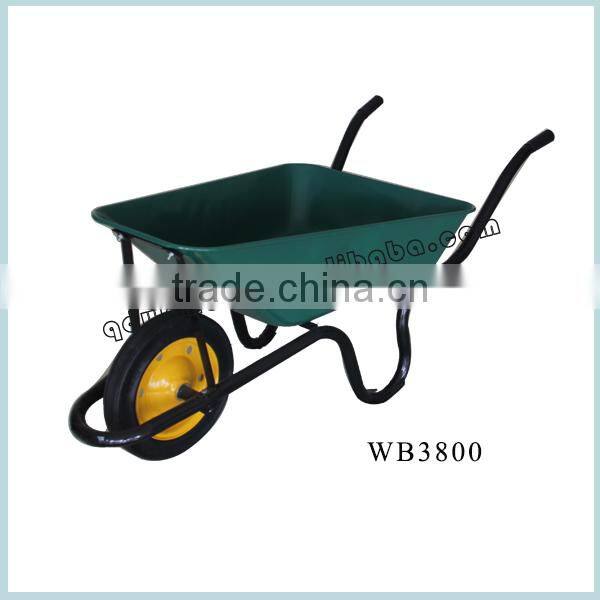 heavy duty metal tray green color wheelbarrow For Sale