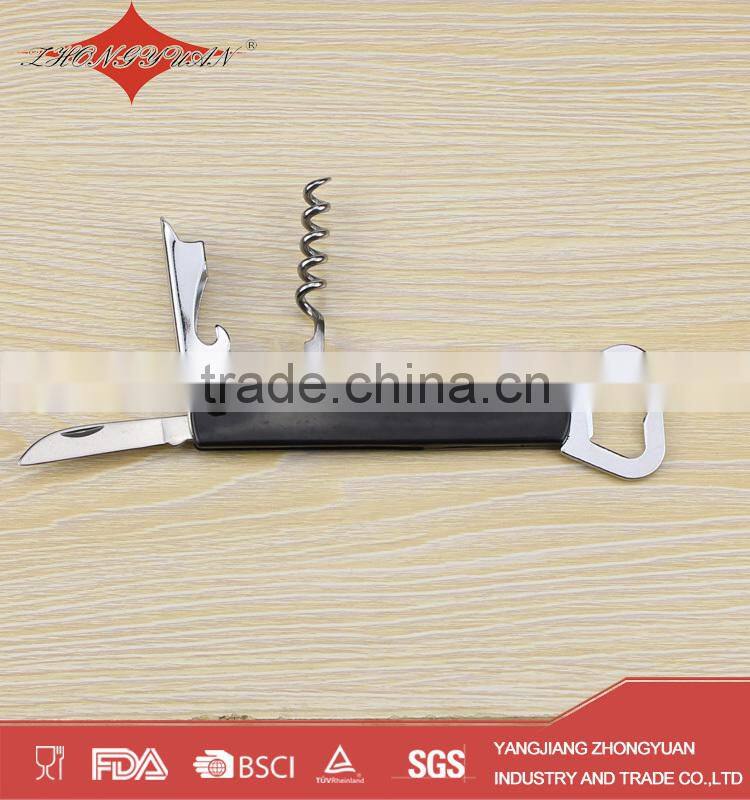 Stainless steel wine corkscrew wine opener with knife