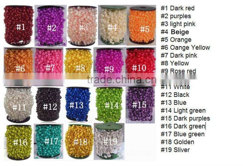 60 Meters Fishing Line Artificial Pearls Beads Chain Garland Flowers Wedding Party Decoration Products Supply 17Colors