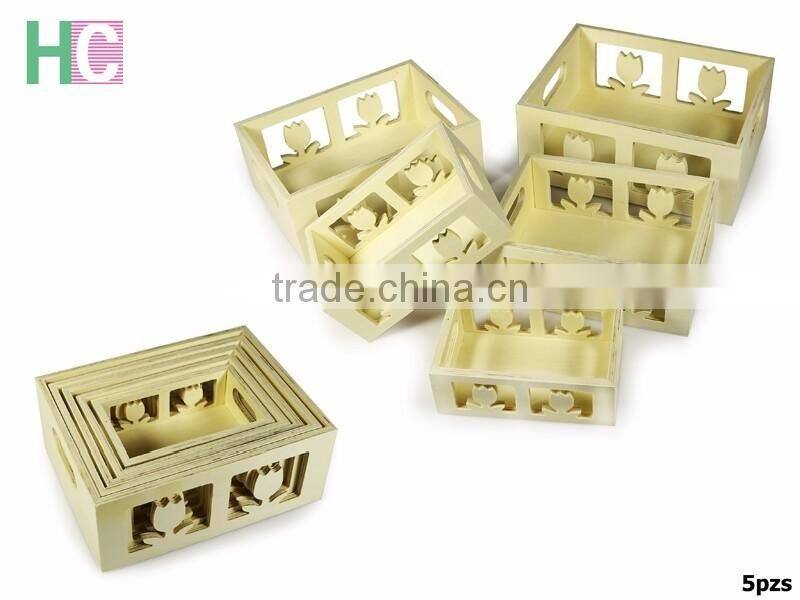 Eco Friendly 5 pcs one sets wood material wooden tray for sundries