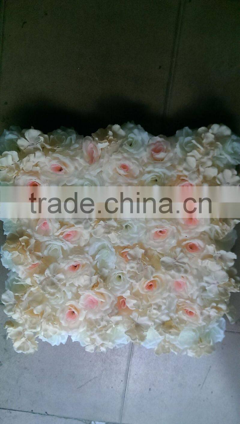 high quality customized 50*50c rose artificial flower wall for wedding decoration stage background decoration