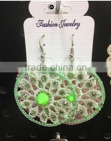 Polyester lace earrings with metal