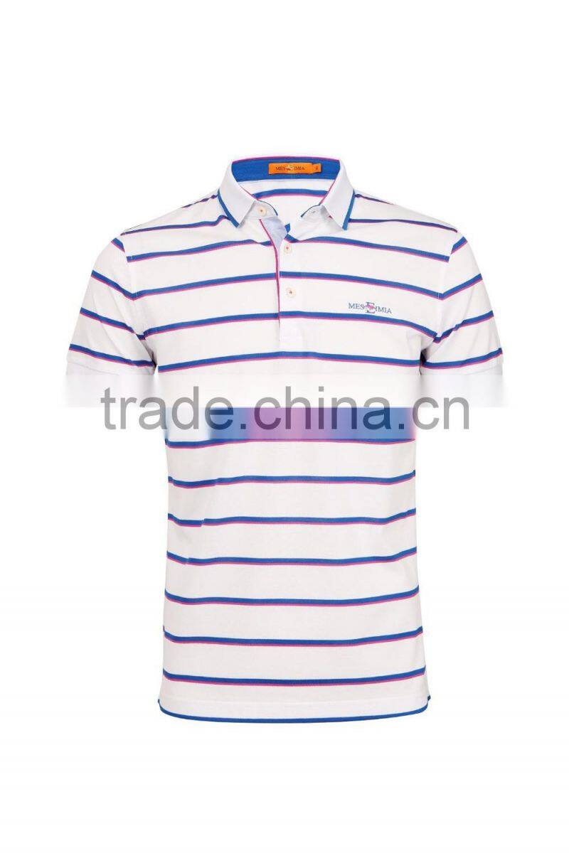 Men 100%cotton vertical striped men's polo shirt