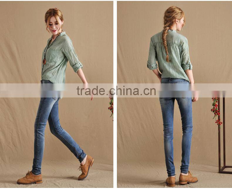 Ladies jeans top design elegant slim fit skinny pencil jeans denim jeans women