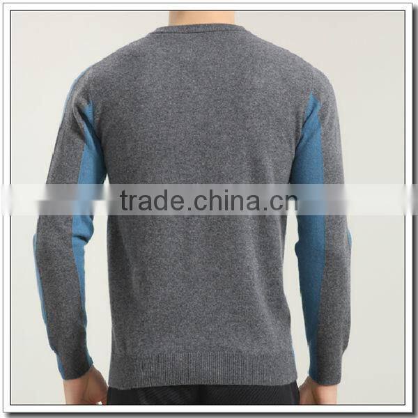 Men's knitted contrast color cashmere pullover sweater