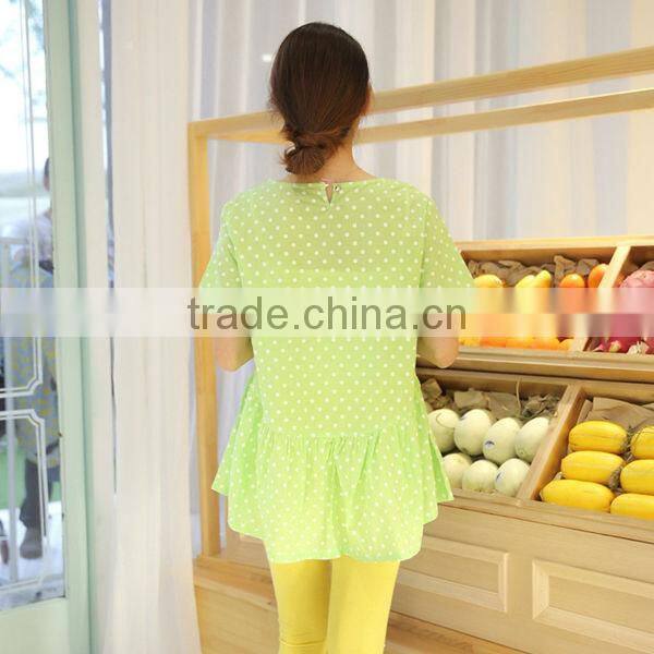 2014 Maternity summer green dress pregnant dress polka dot dress