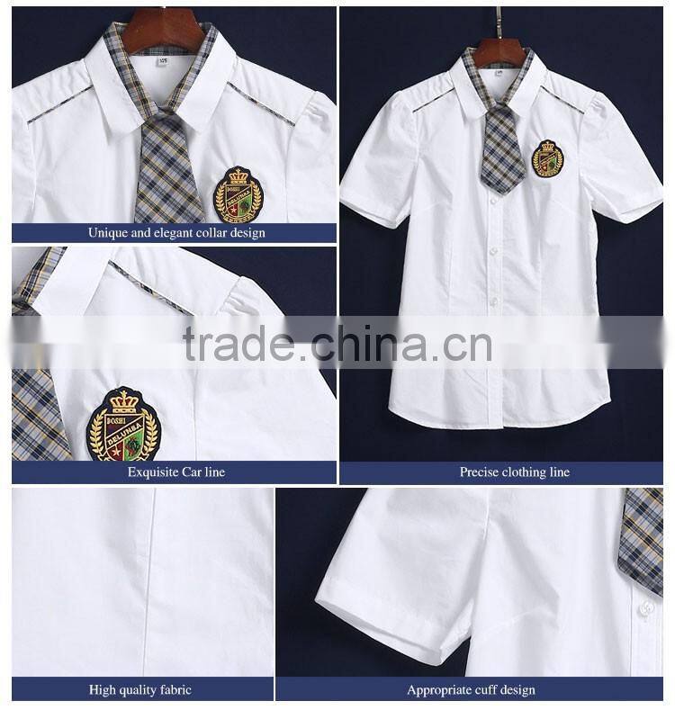 Guangzhou Manufacture Classic Summer School White Dress Shirt
