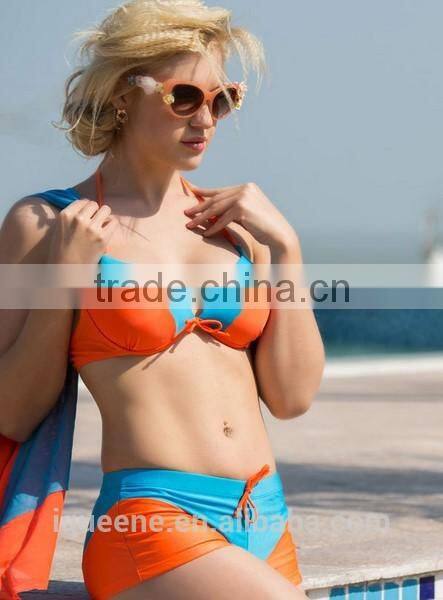 new contrast color three piece swimsuit sexy bikini beachwear