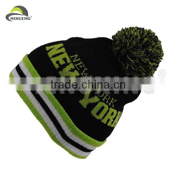 Custom made stylish pompom embroidered beanie hat