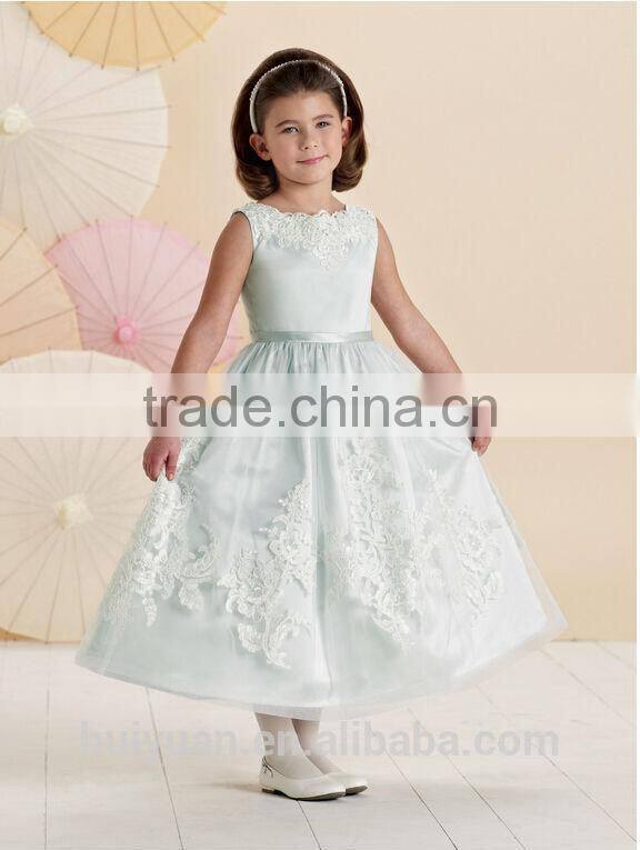 lovely satin off shoulder baby gown lace discount flower girl derss