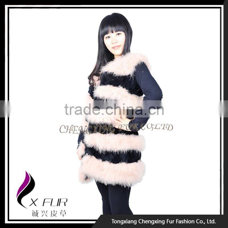 CX-G-B-248 Excellent Turkey Feather Girls Fur Vest