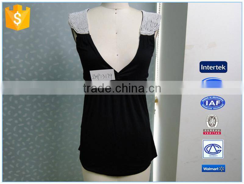 Hot Sale Knitted Fashion Beading Ladies Red Tank Top