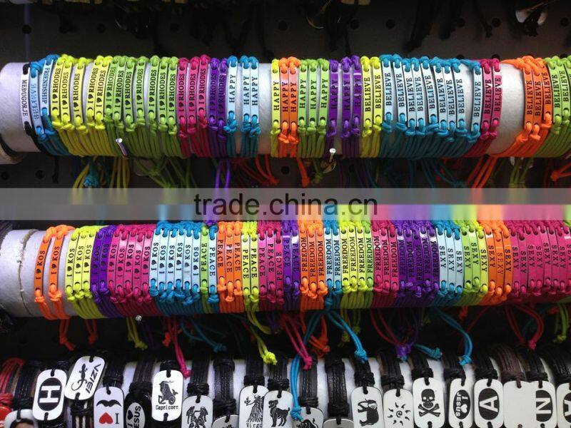 personalized initial letter charm leather bracelets custom logo charms DIY leather bangle best promotion gifts