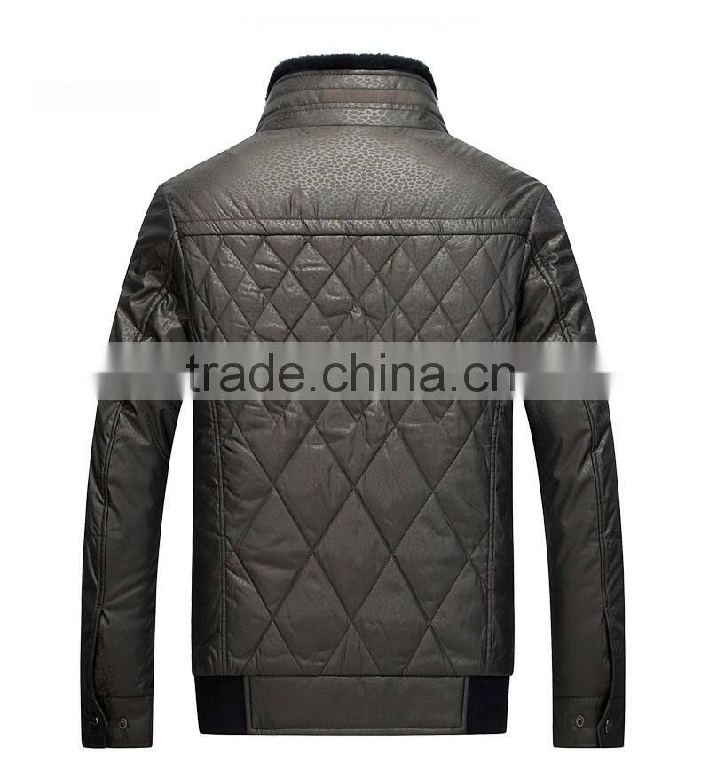 Top Quality Real Fur Collar Embossed Fabric Heavy Padding Casual Jacket For Man