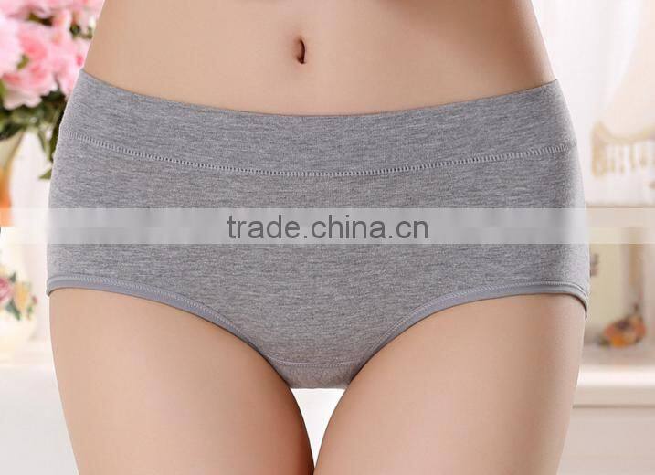 Factory OEM Plain Solid Color 95%Cotton 5%Elastane Embroidery Logo Design High Quality Elastic Band High Waist Women Underwear