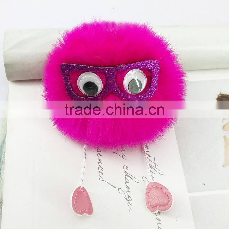 2017 New Arrival Popular Rex Rabbit Fur Pompom Keychain with Tassel Fur Ball Keychain 110A