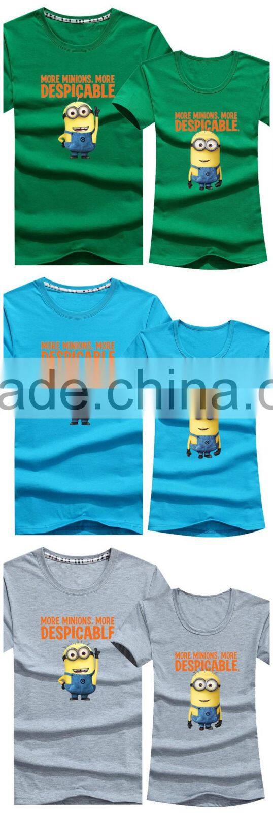Custom Fashion Design Cartoon Print Yellow Couple T-Shirt