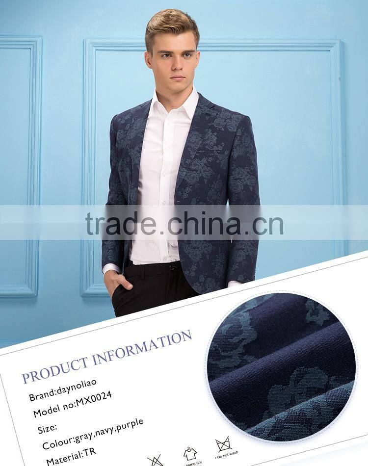 Daynoliao 2016 new arrival printed pattern mens blazer one button slim fit men business casual male Party Jacket