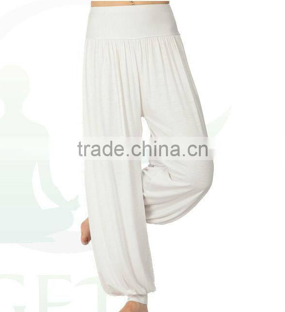woman fashion white rayon baggy yoga pants long