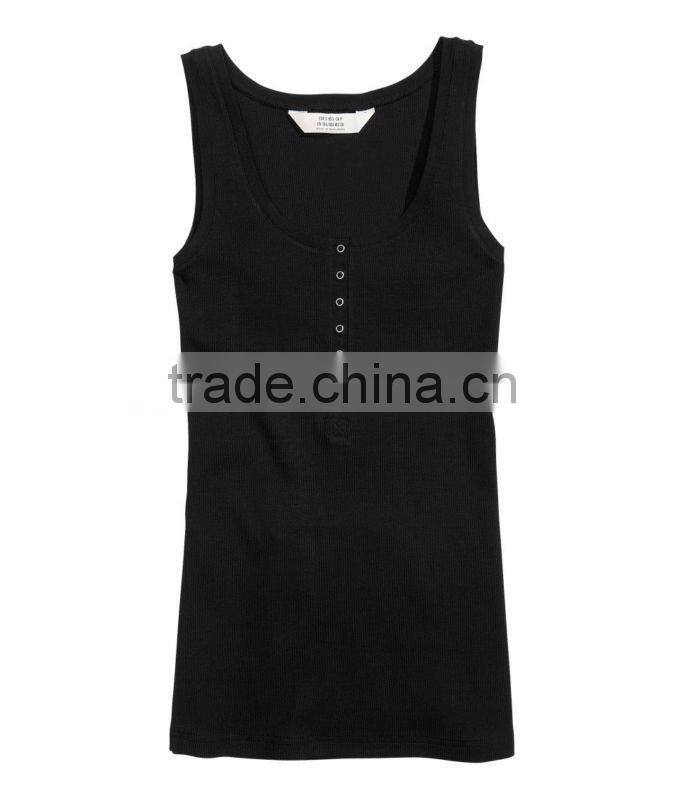 Rib-Knit Jersey Vest with Press-Studs at Top