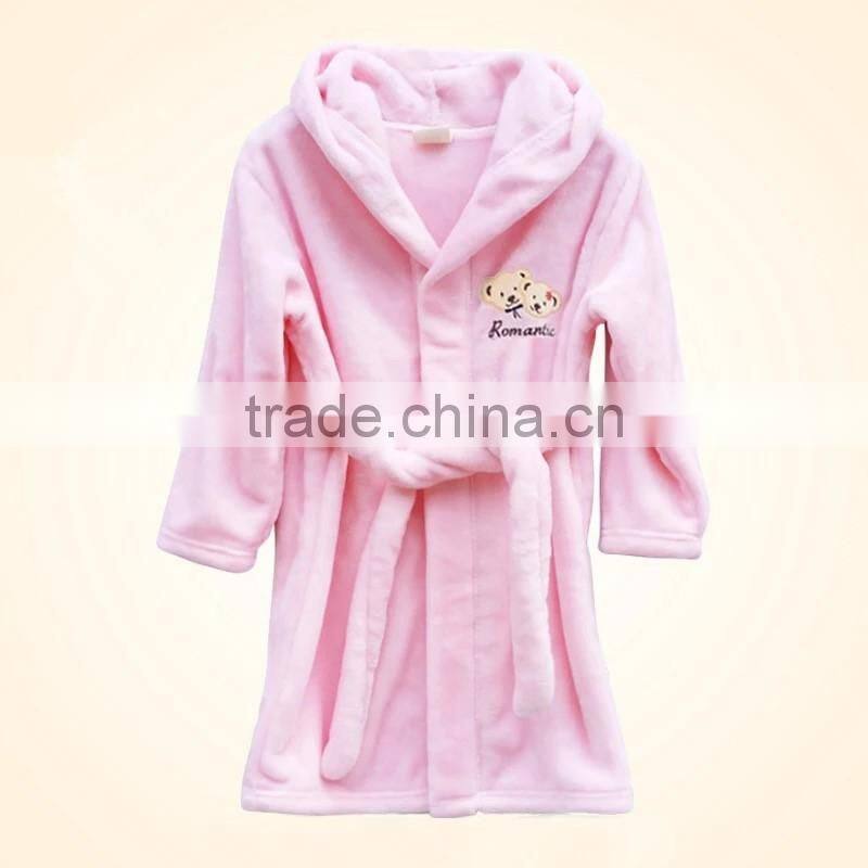 wholesale microfiber flannel fleece animal print children kids bathrobe/shaoxing