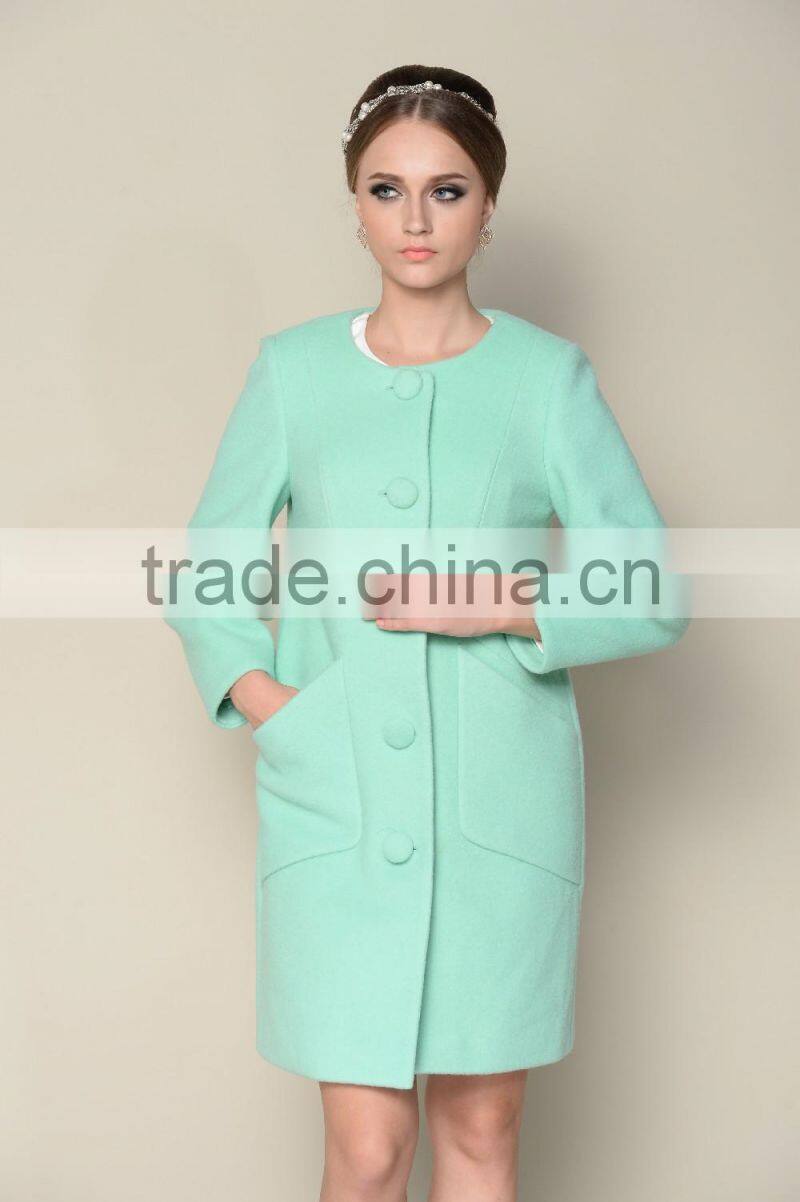 long style elegant plain red and green ladies fashion winter coat factory