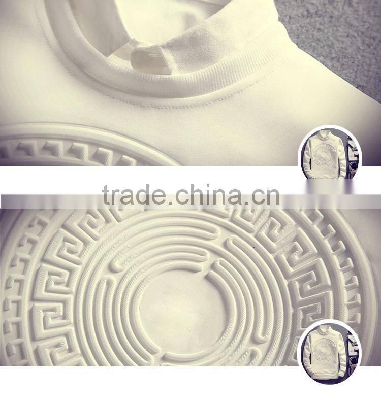 Korean space cotton 200gsm t shirt embossed round neck slim fit mens streetwear t shirt/sweatshirt clothing men