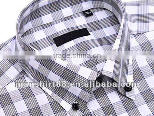 Latest Attractive style plaids 100%Organic Cotton Yarn dyed Men casual short sleeve shirt with Button-down collar