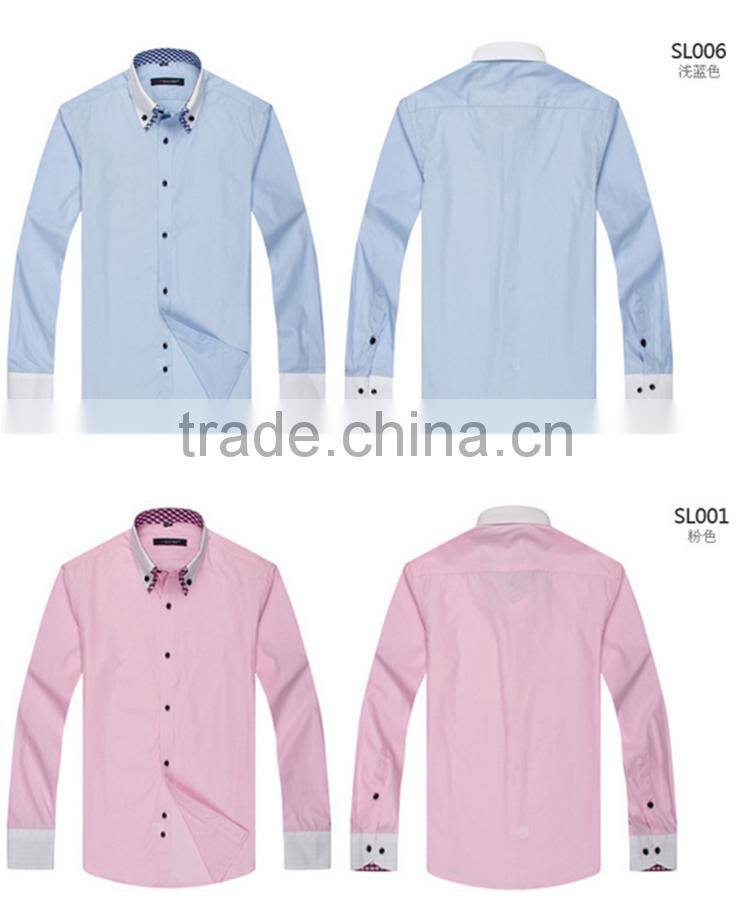 Latest shirt designs for men 2016 alibaba customise solid color men's dress Fashionable long sleeve uniform t shirt