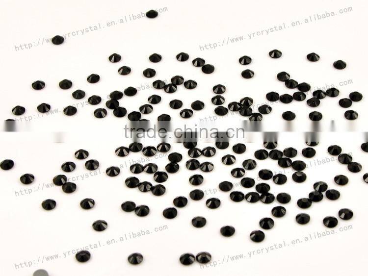 Round shape jet color with silver foiling hotfix iron on rhinestones