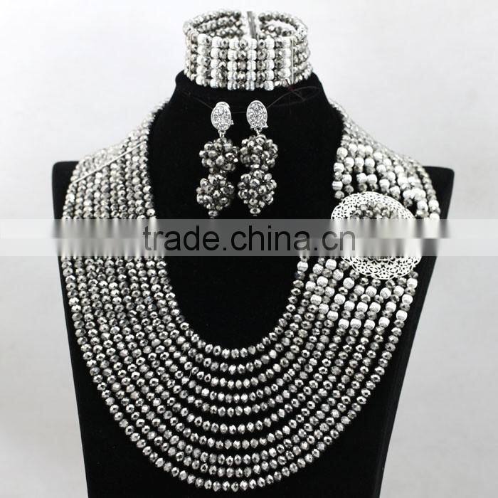 Woven flowers Wedding Coral Beads Necklace African Bracelet Earrings Jewelry Sets