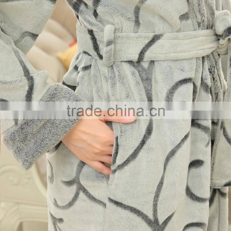 100% polyester printed flannel knitted robe