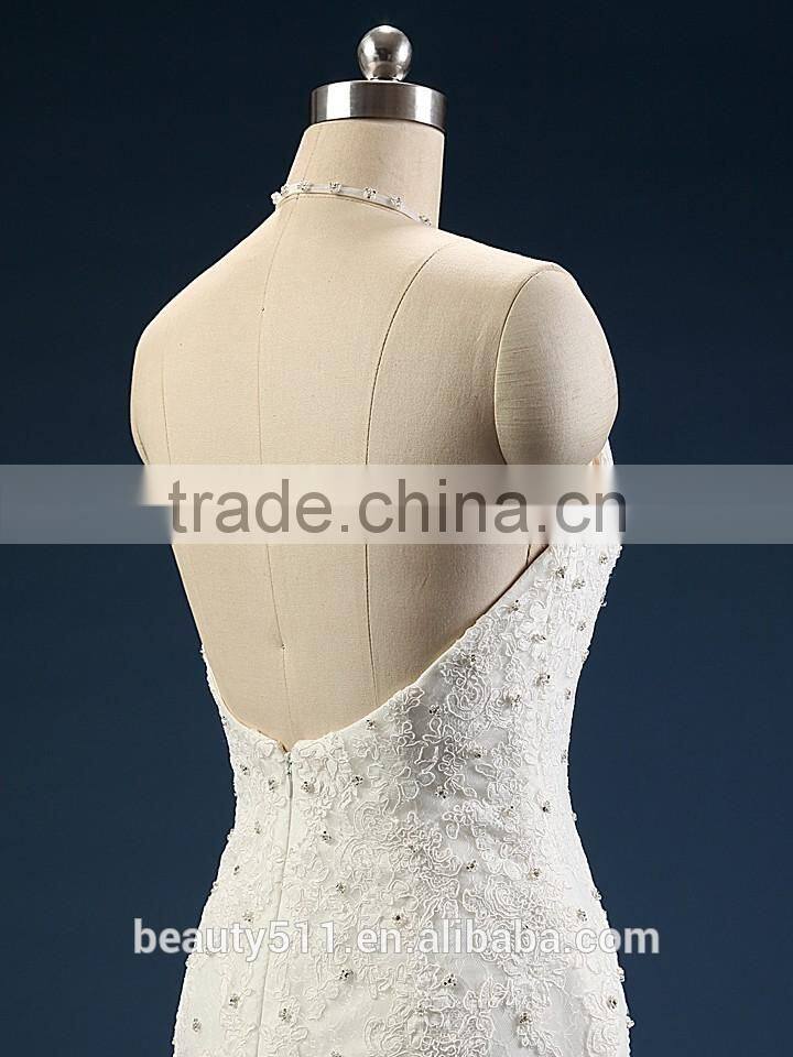 2017 A-line High Neck Sleeveless Floor-length Lace Wedding Gowns AS41101