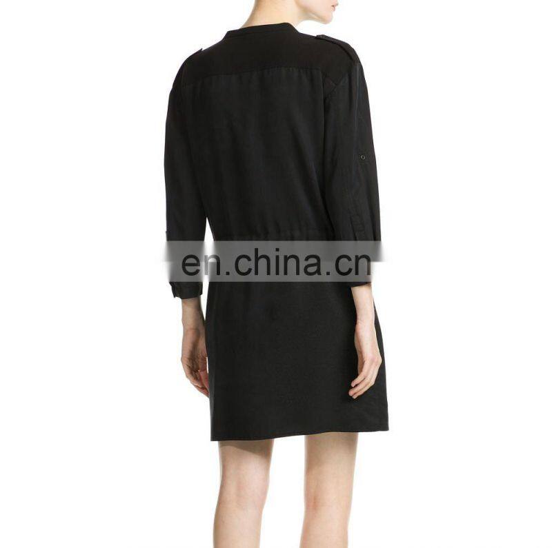 2017 China manufacturer Customized plus size long sleeve Blank Cotton Shirt Dress