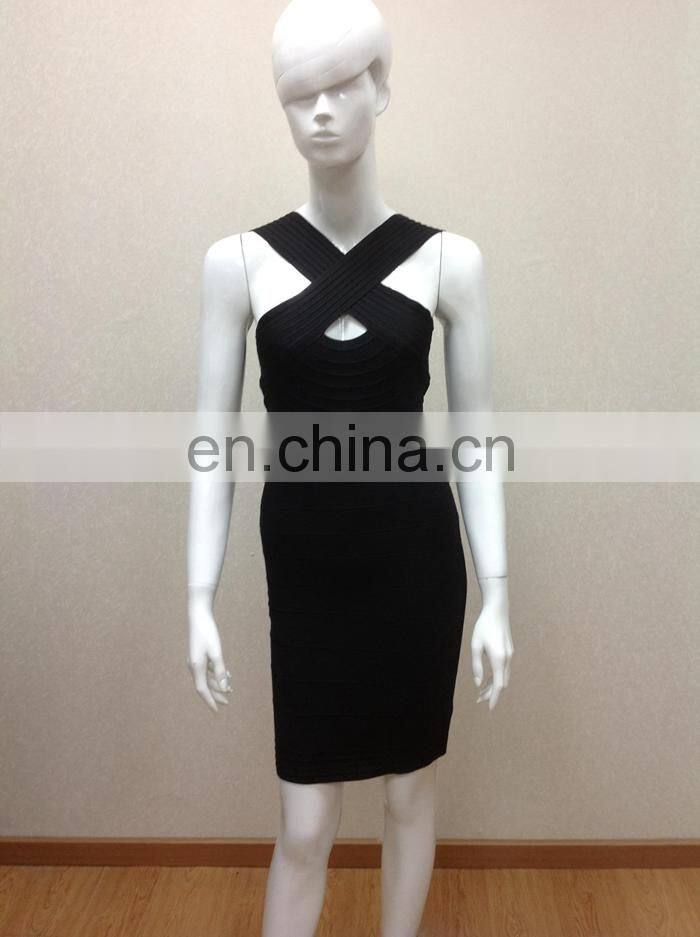 elegant black evening dress porn 2015 cross-neck short women sex black party dress
