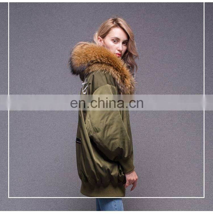 2017 Fashionable winter jacket big size women fur parka with raccoon fur collar big size