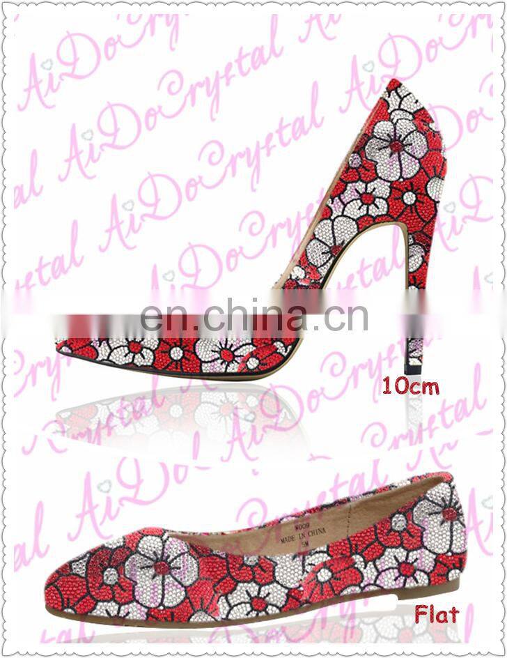 Aidocrystal italian shoes and bag set Custom Rhinestone Logo Design On High Heel Shoes