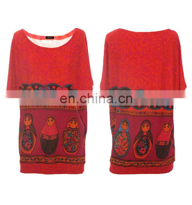 2017 Middle aged Plus Size Women Tshirt Russian Doll