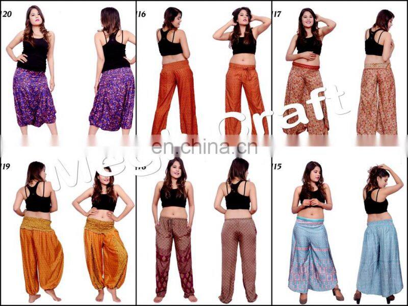 Beach Wear Women Baggy Casual trouser pants- Floral Wide Leg Palazzo Style Thai Pants, Designer silk Rayon Pants,