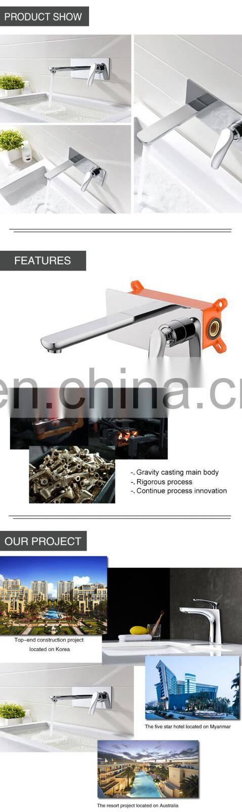 Commercial wall mounted vanity mixer tap black washing basin faucet