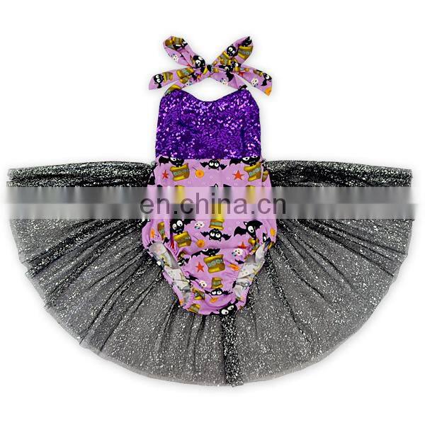 New Fashion Halloween Baby Tulle Romper Girls Summer Backless Romper Clothes Wholesale Baby Dress With Hair Band
