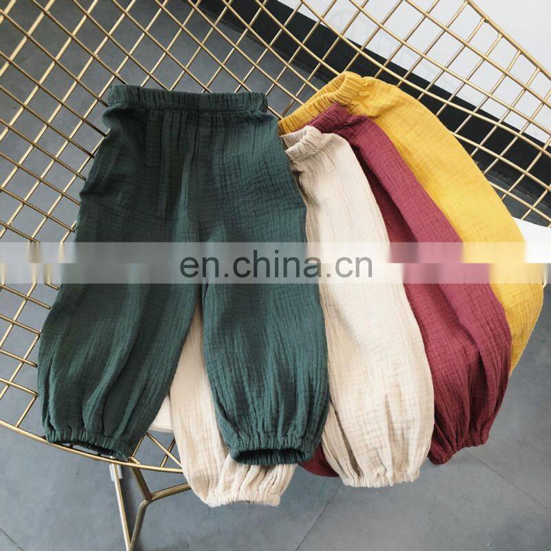 2020 Wholesale Babies Reusable Pants Stretch Harem Pants Baby Toddler Muslin Linen Pants